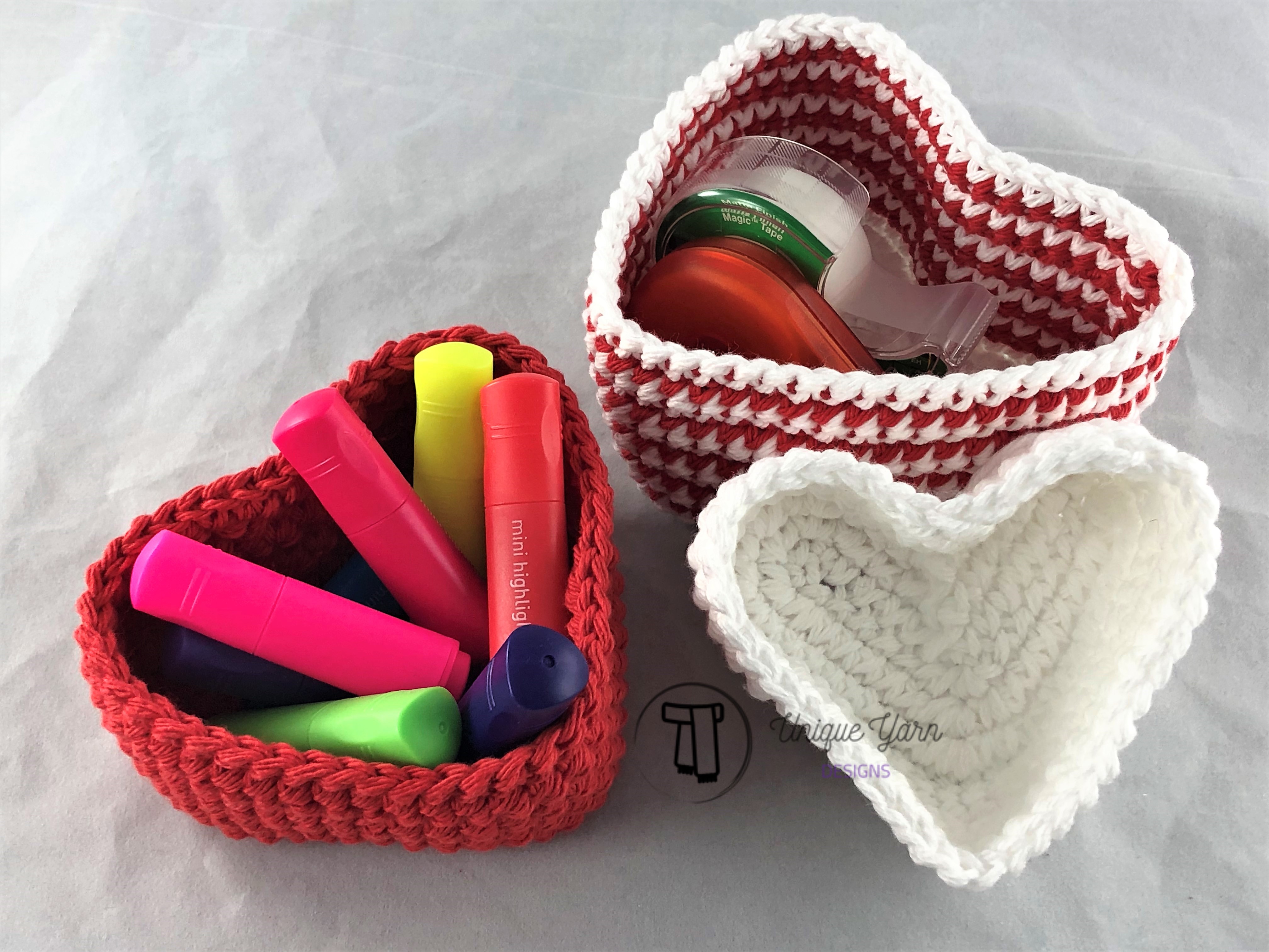 Heart Shaped Nesting Baskets- Crochet Pattern