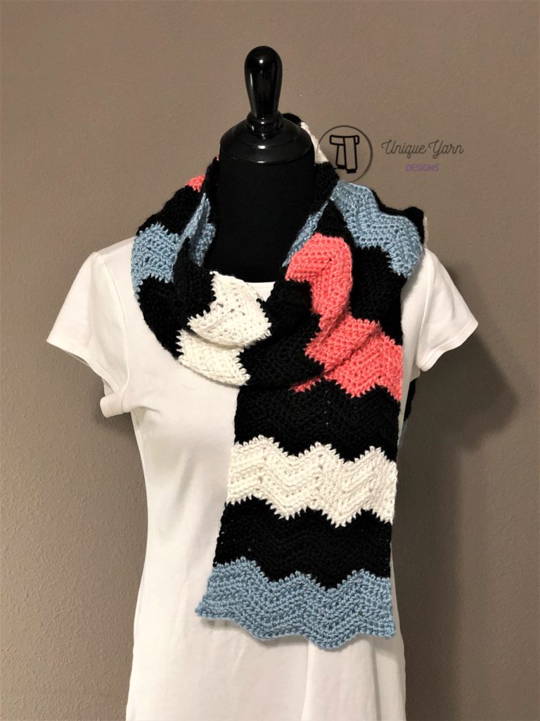 Soft Ripple Chevron Scarf Crochet Pattern Unique Yarn Designs