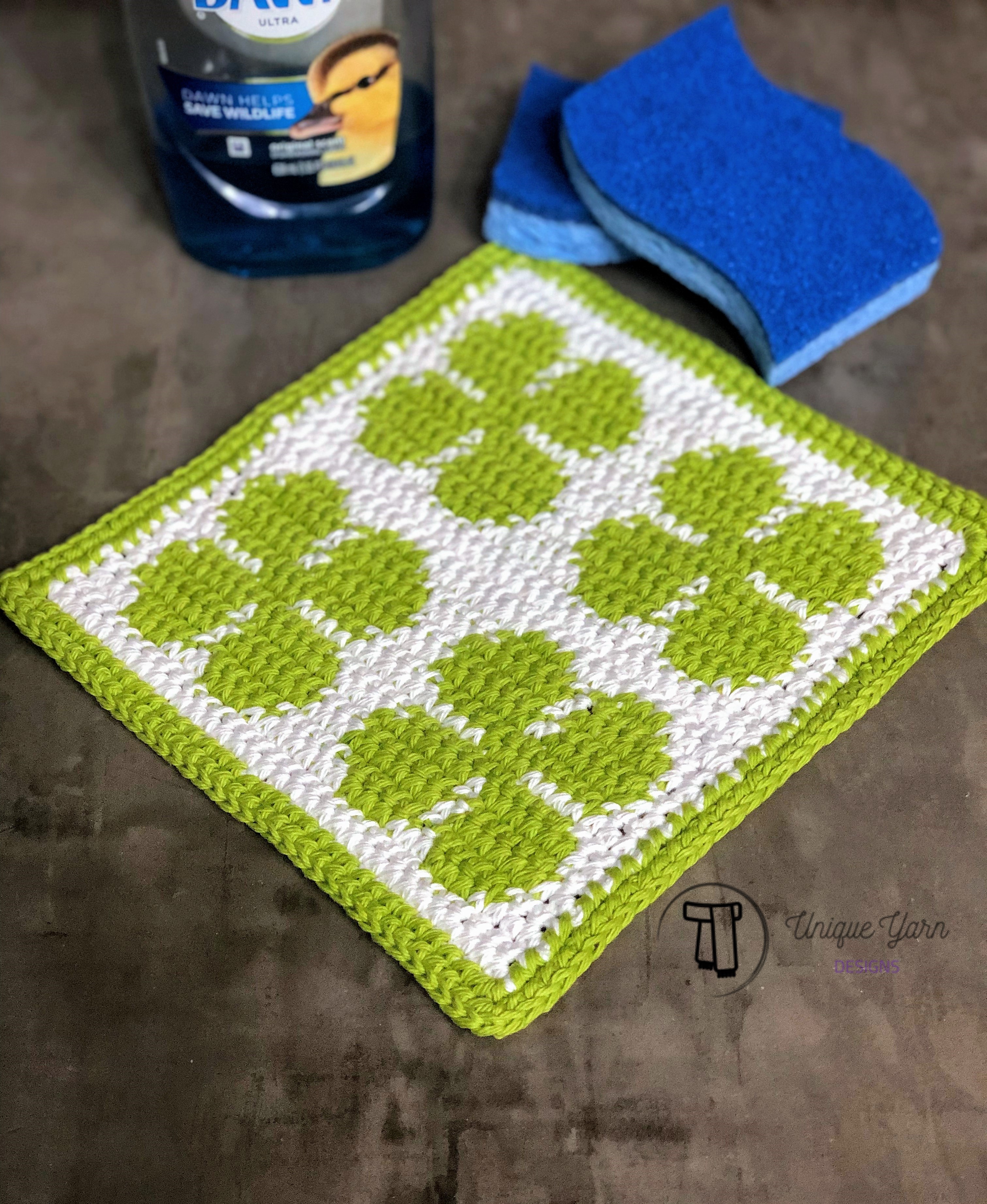 Four Leaf Clover Dishcloth Crochet Pattern