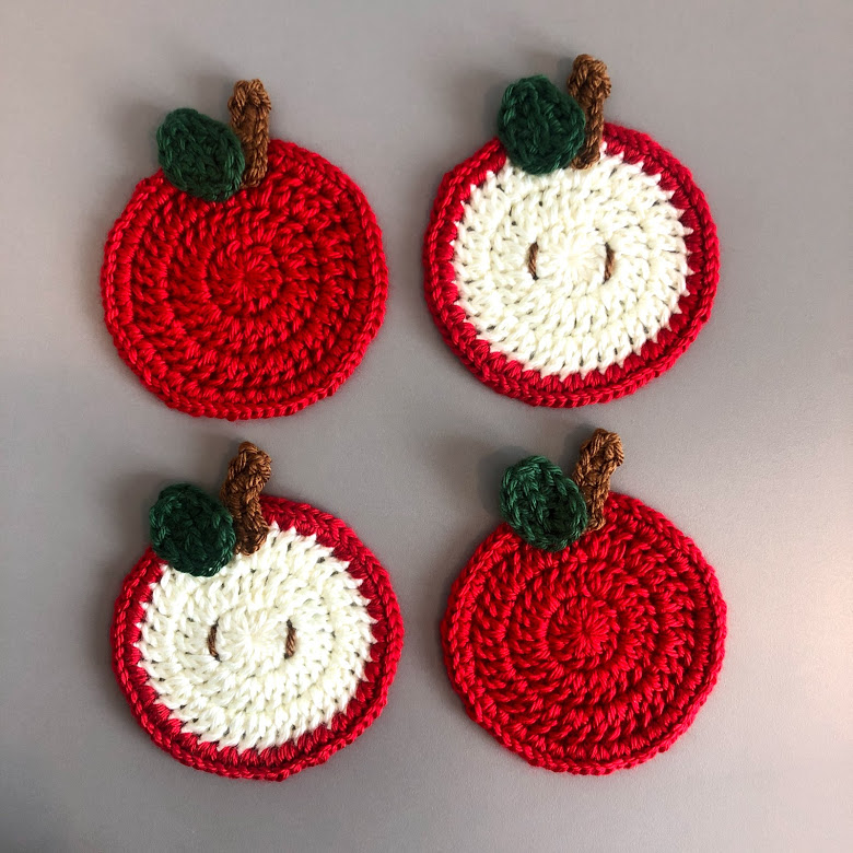 Crocheted garland with red apples